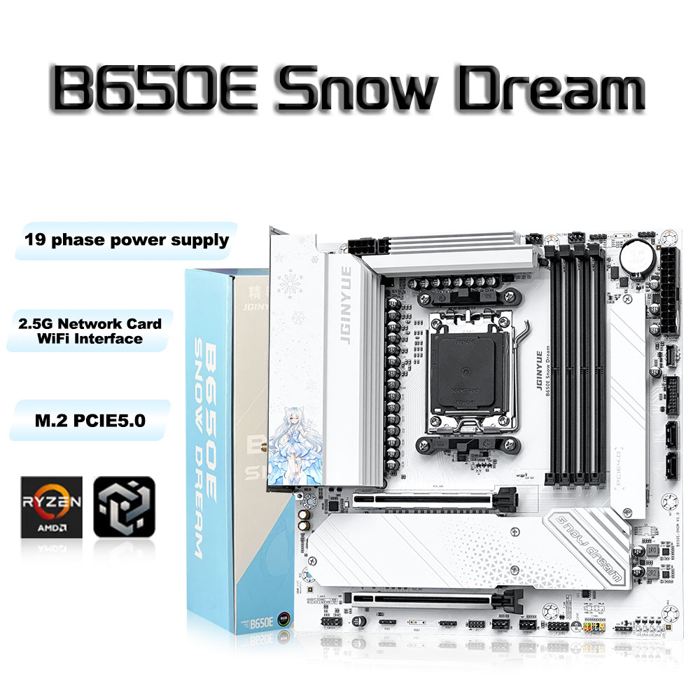 Am5 Micro Atx Pcie 5.0 Motherboard - JGINYUE B650E Snow Dream เมนบอร์ด AM5