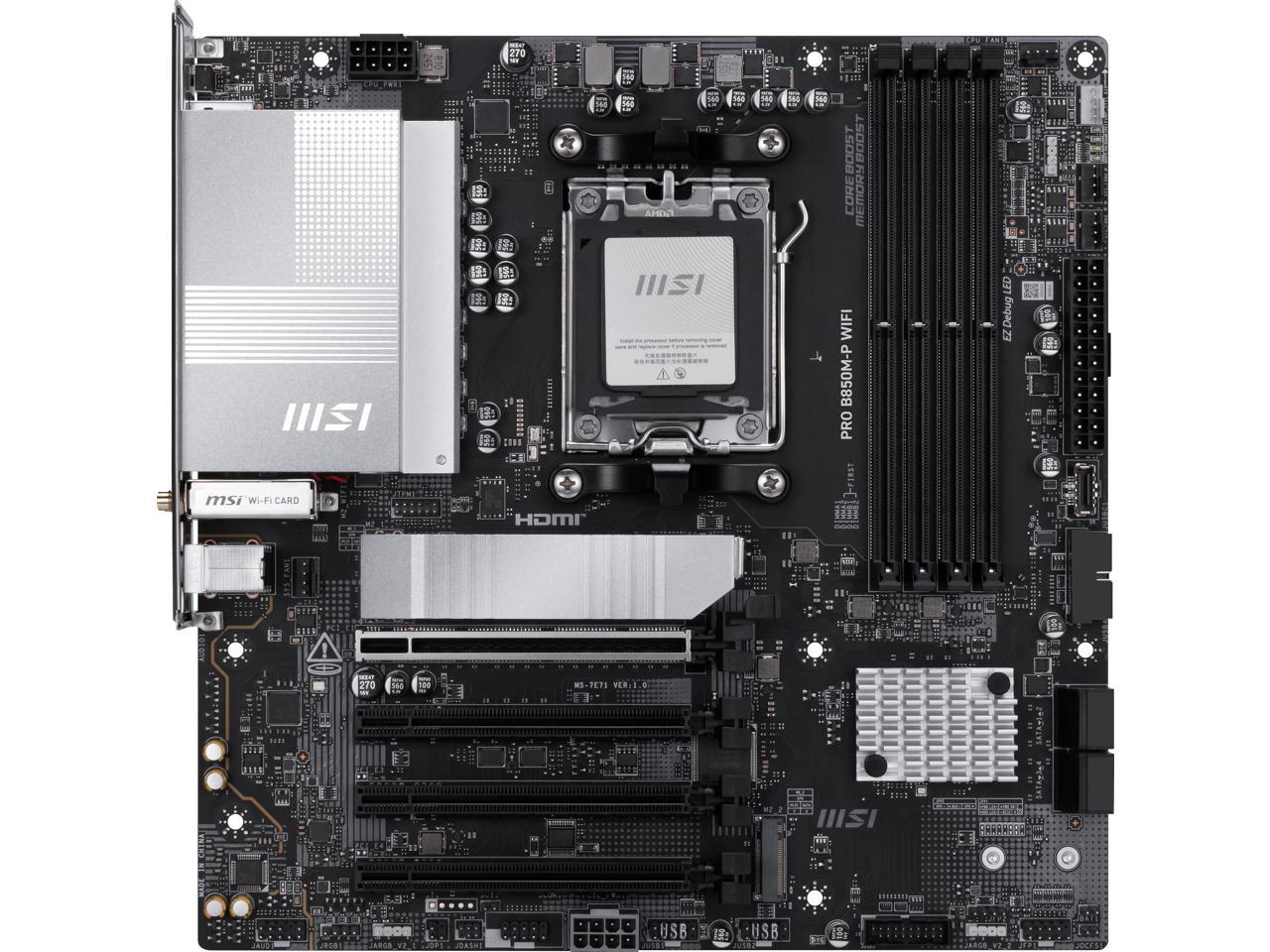 MSI PRO B850M-P WIFI AM5 AMD B - Am5 Micro Atx Pcie 5.0 Motherboard บทวิจารณ์และราคา